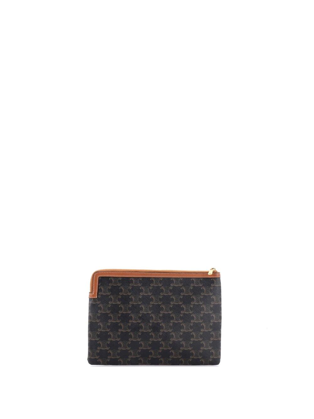 Celine Logo Zip Wristlet Pouch Triomphe #258493C56B - Picture 3 of 8